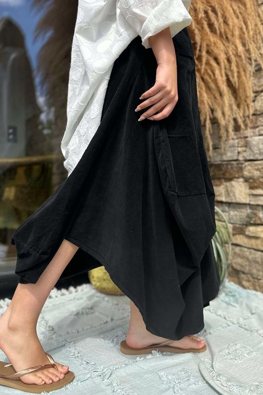 Made in Italy Dalston Needlecord Parachute Skirt Black /8 =